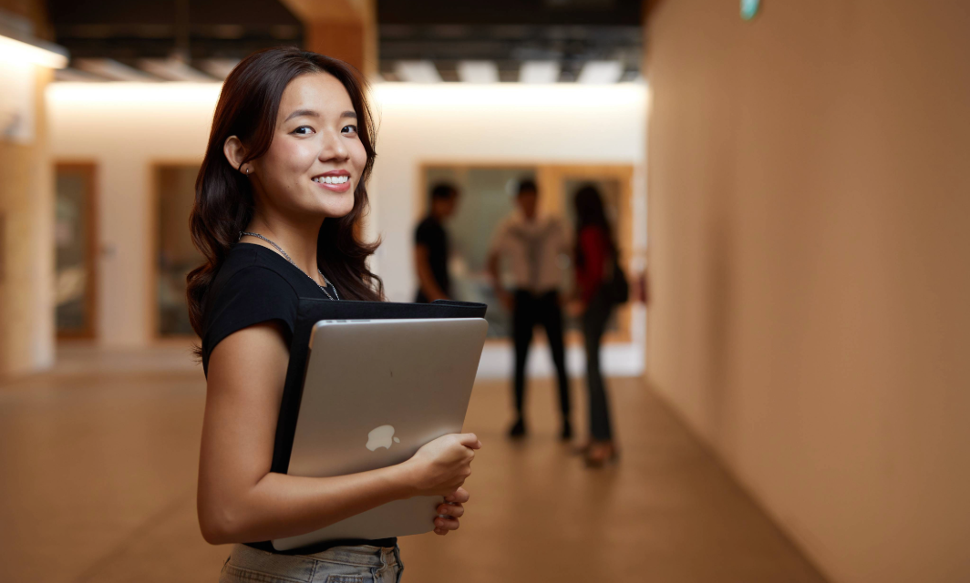 Student looking confident