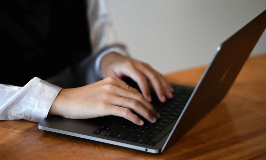 Student using a laptop