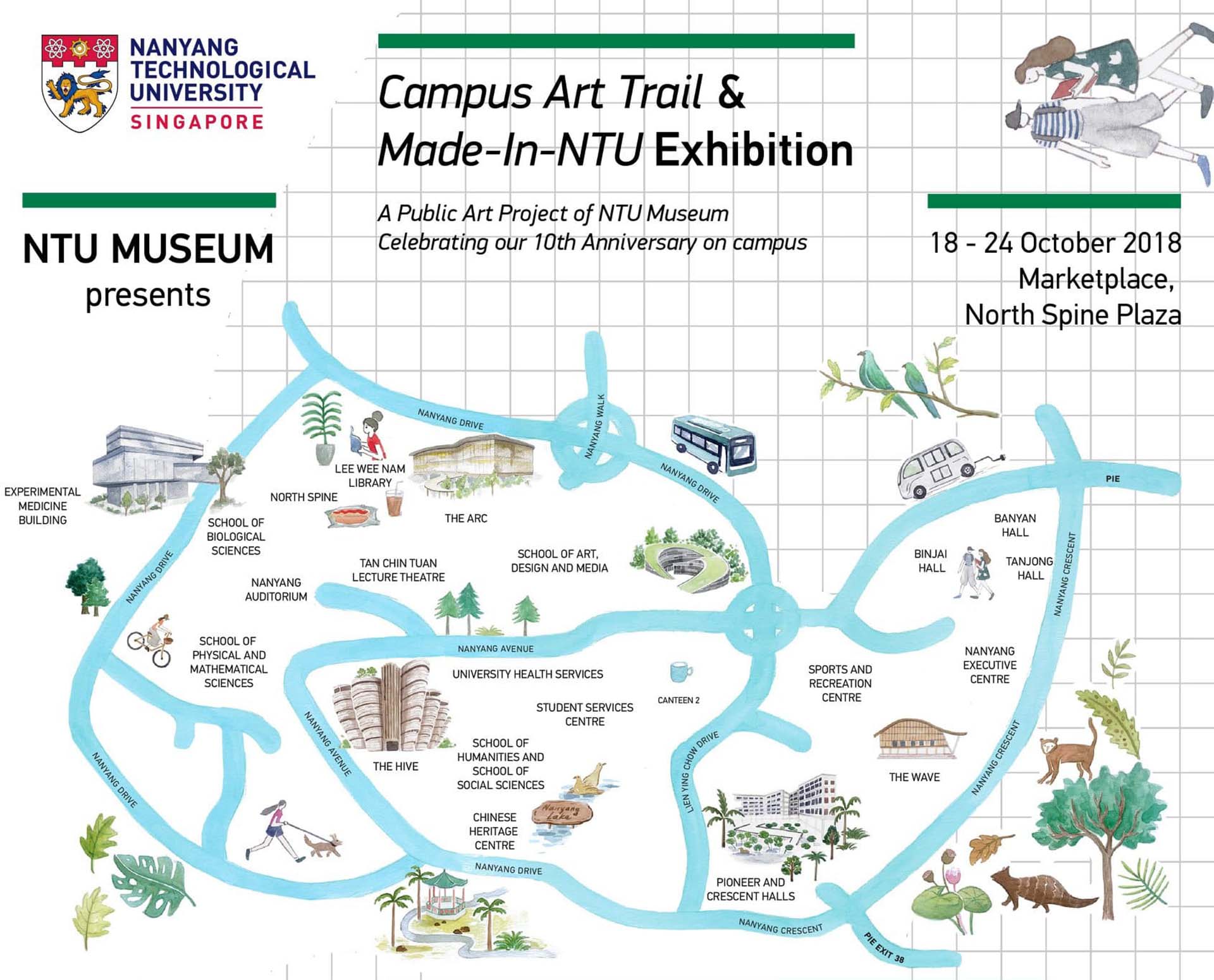 NTU Campus Art Trail illustrated map