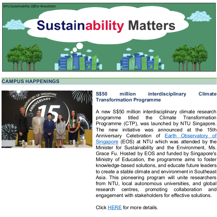 Sustainability News | NTU Singapore