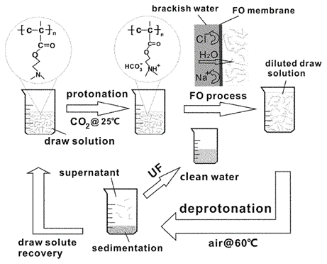 Figure 1: Schematic diagram of a forward osmosis method according to a particular embodiment of the present invention.