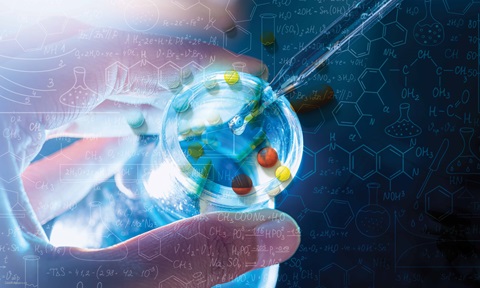 Stock image of a pipette and conical flask