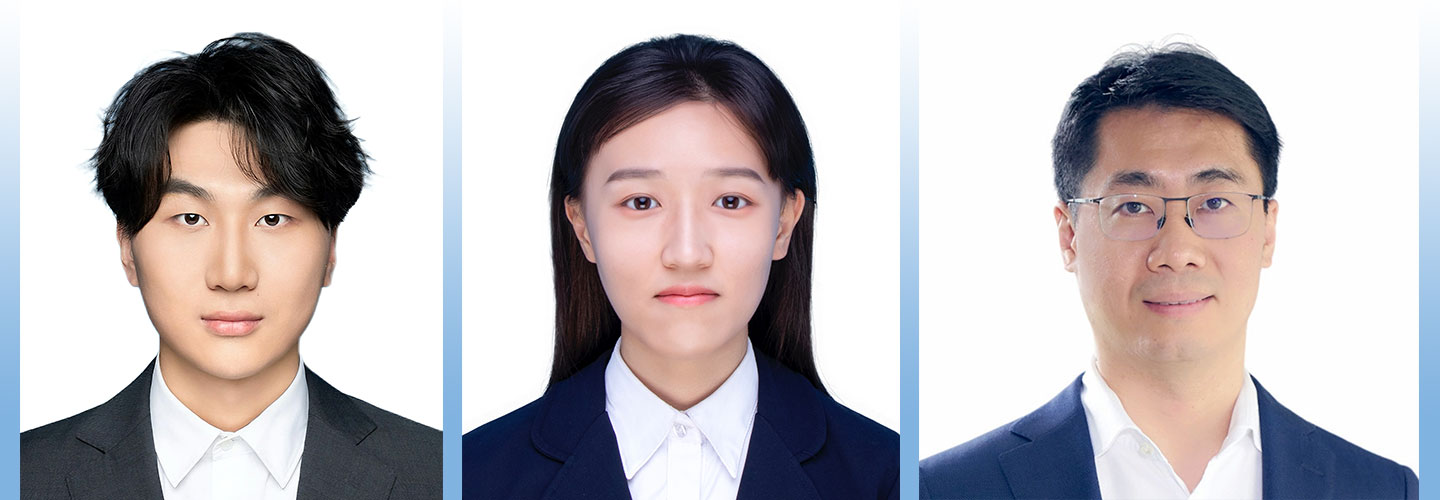 Headshot photo of 3 team members - Mr Li Kaixuan (Research assistant), Miss Sun Kairan (PhD, Year 2), and Prof Liu Yang.