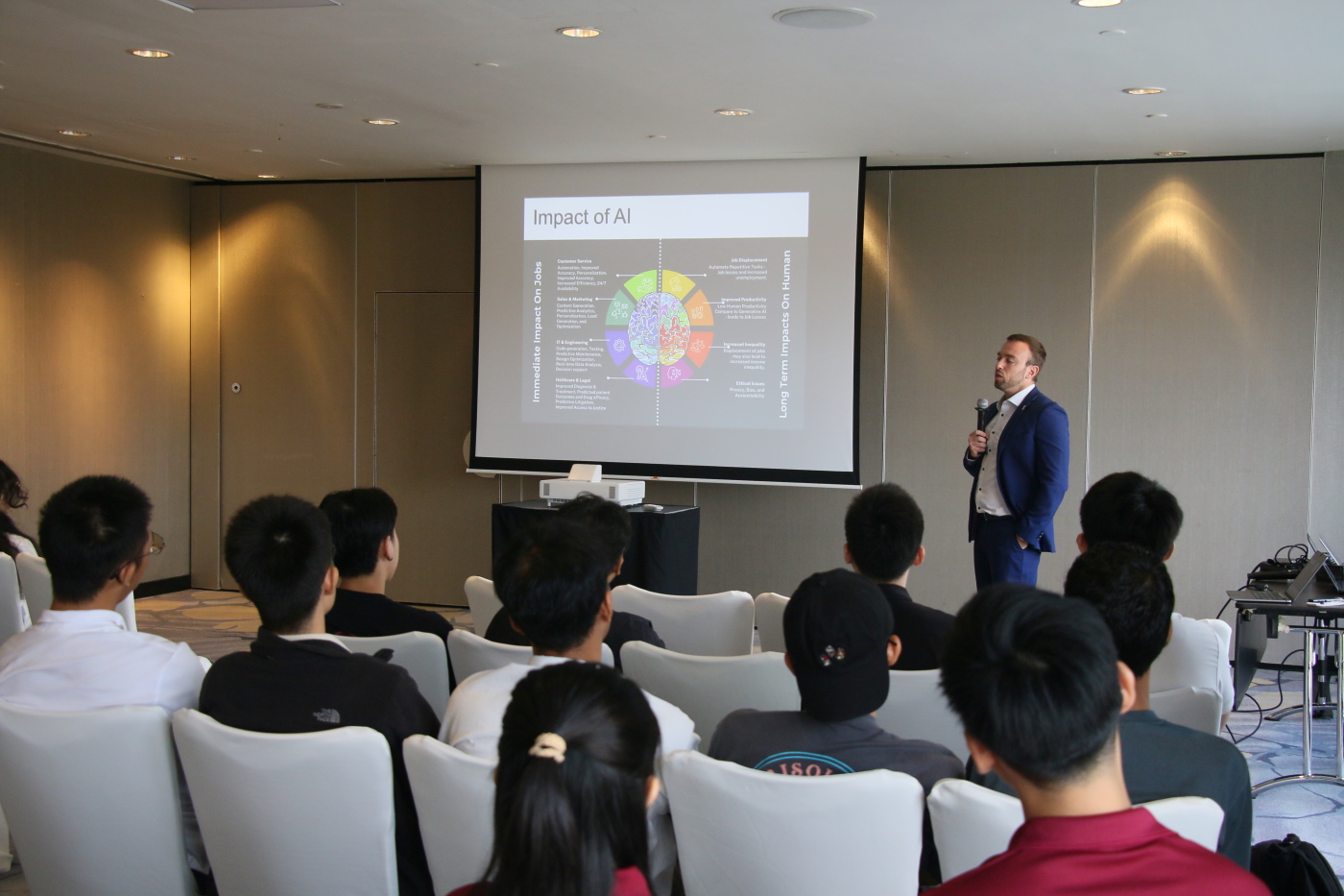 Photo of Prof Erik Cambria giving a talk