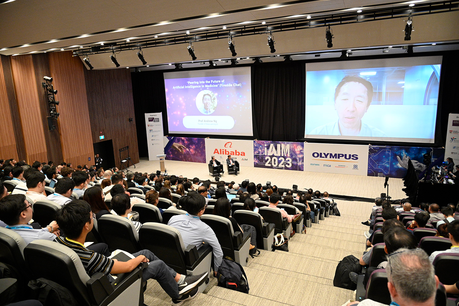 Prof Andrew Ng presenting Keynote 2 of iAIM 2023