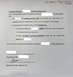 Personalised contract with the SEN student